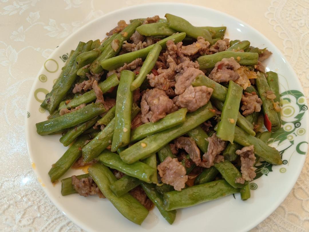 牛肉条炒四季豆