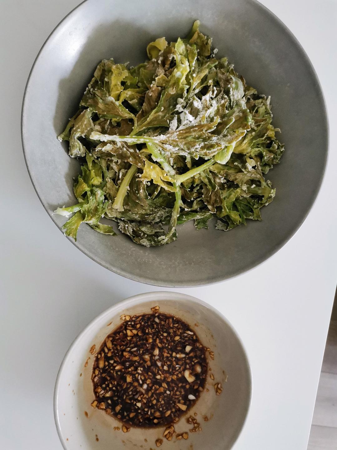 蒸芹菜叶（蒸野菜）