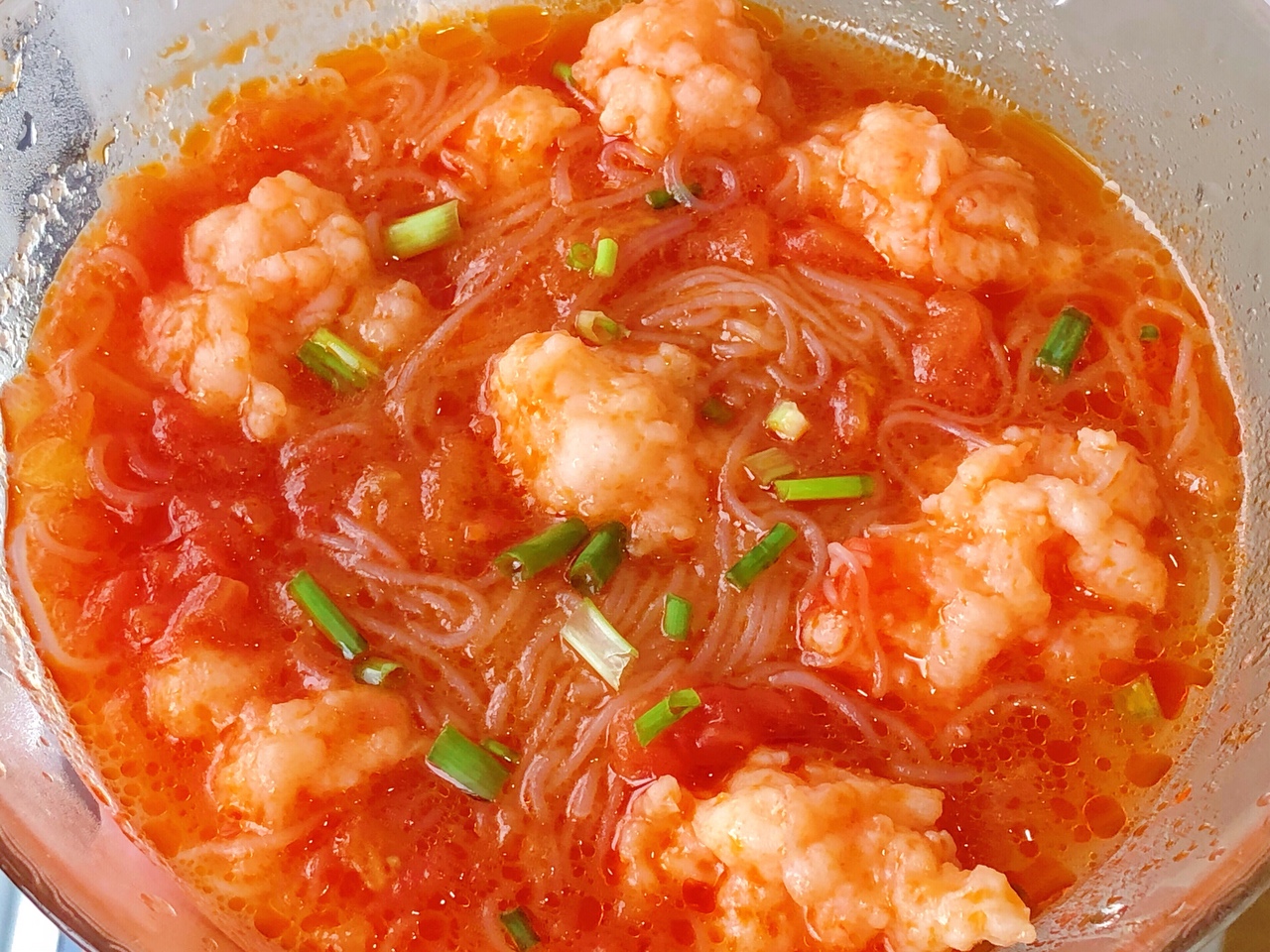 ㊙️番茄虾滑粉丝汤|Q弹嫩滑汤鲜味美的做法 步骤12