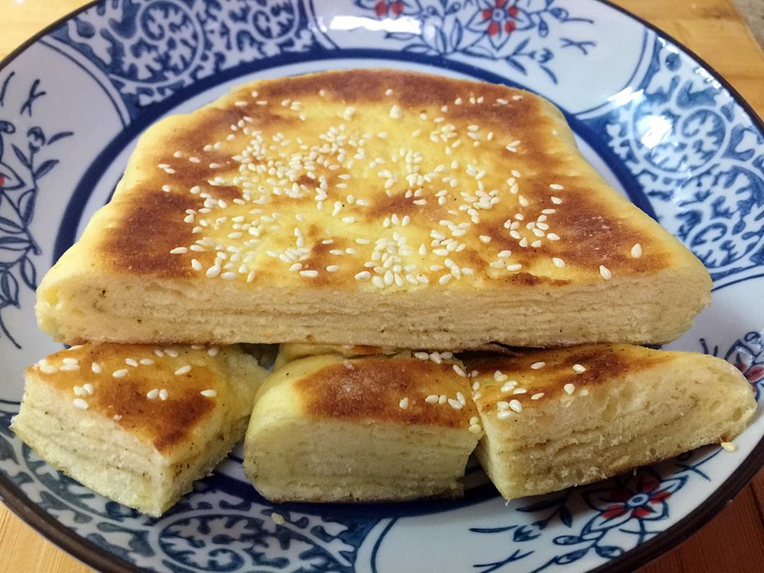 椒盐葱花发面饼/发面馍夹肉