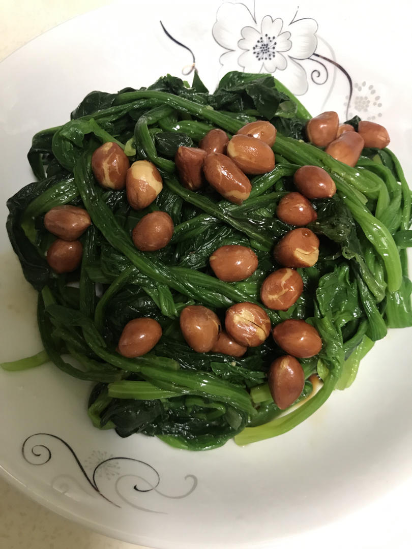 凉拌菠菜花生米