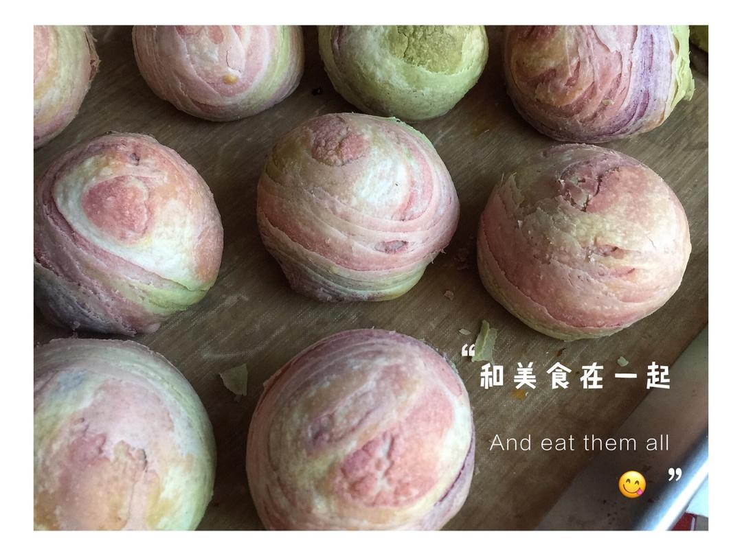 彩虹渐变蛋黄酥（无需揉出膜）