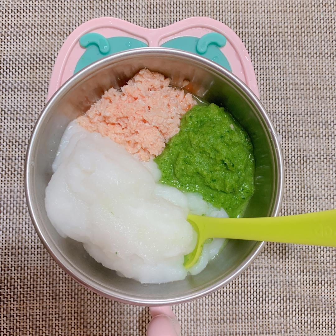 宝宝辅食西兰花胡萝卜三文鱼颗粒面 粒粒面