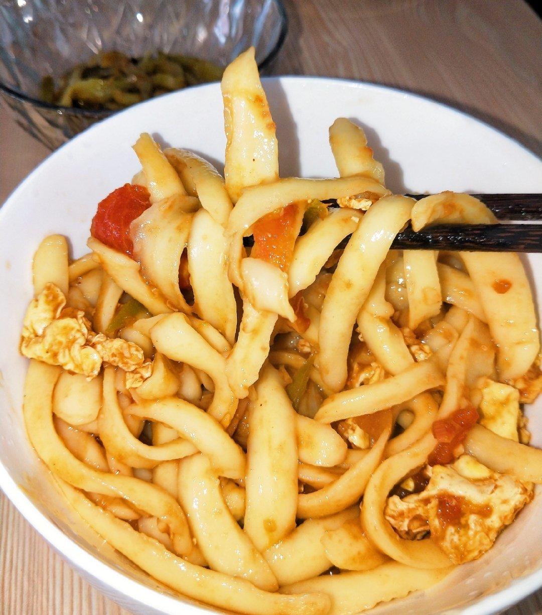 贝妈学艺做的山西面食炒刀削面