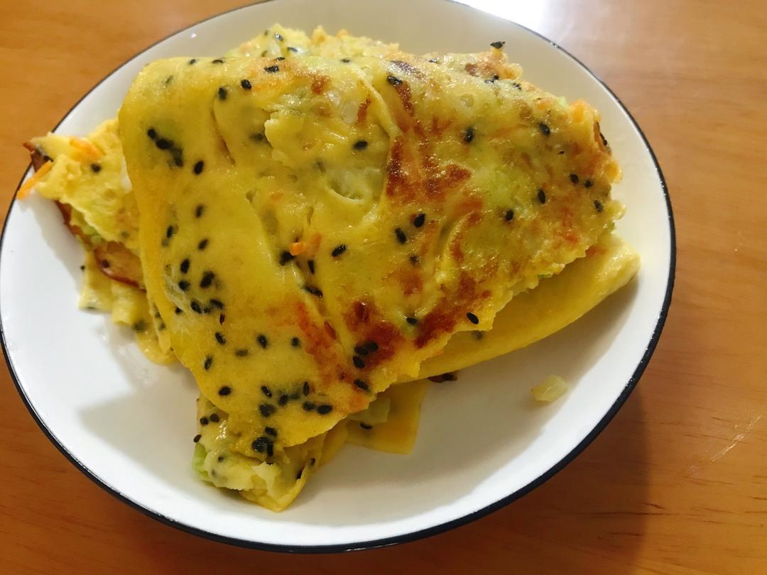 白菜胡萝卜鸡蛋饼（蔬菜饼）的做法