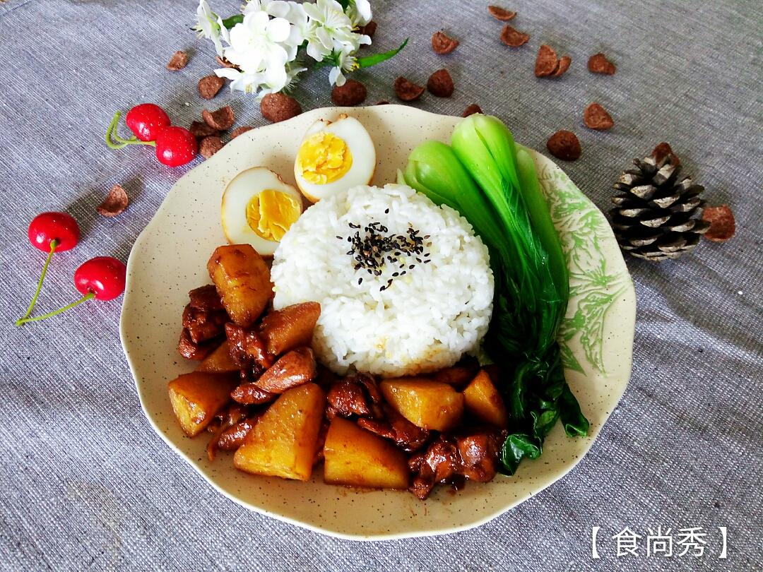 鸡腿卤肉饭