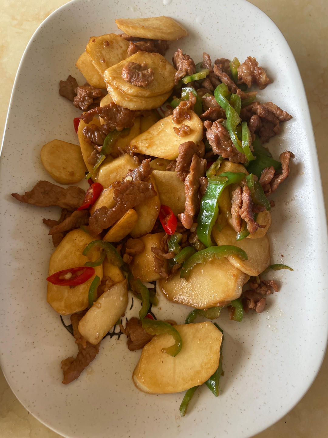 茭白青椒炒肉丝