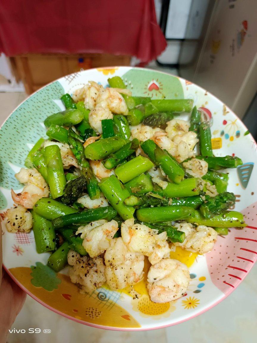 懒人的低油低盐减肥餐7之芦笋虾仁