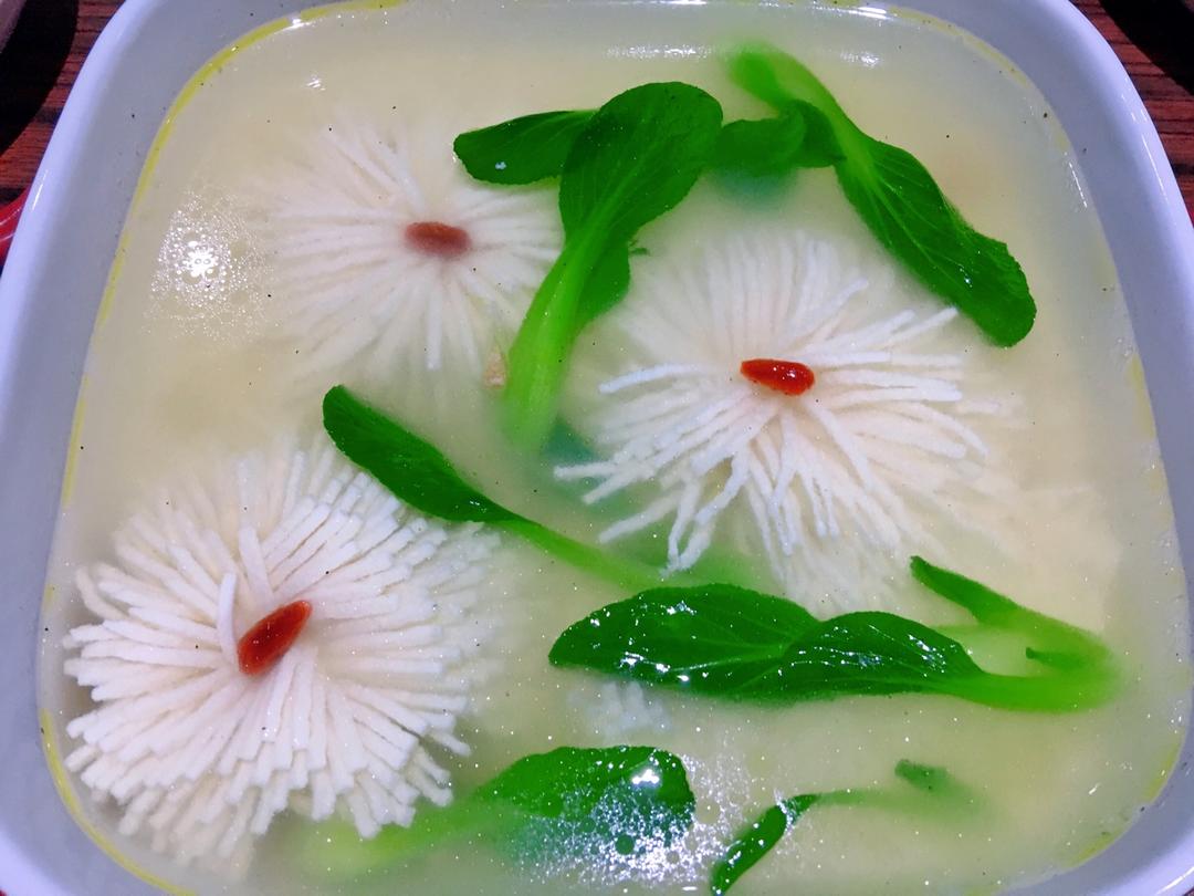 菊花豆腐白贝汤