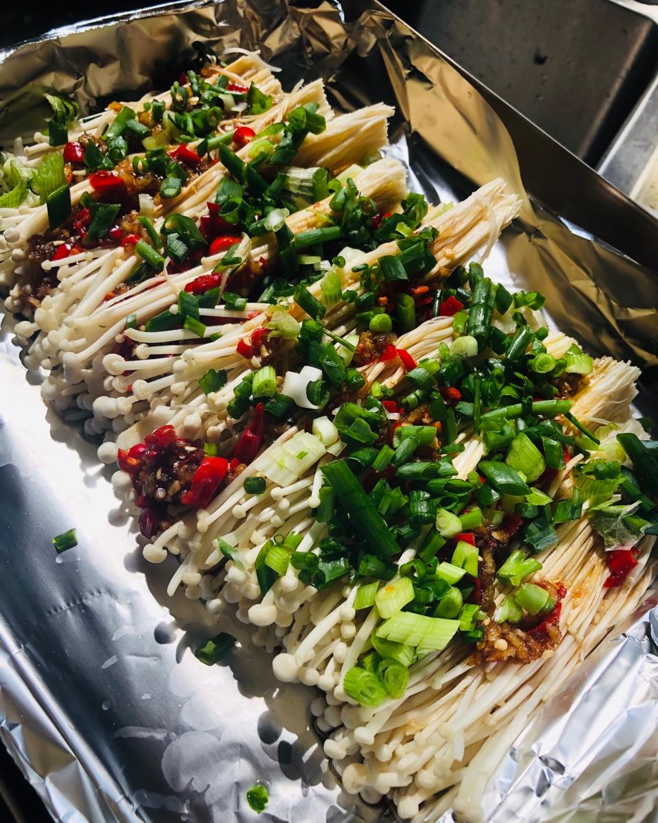 爱吃蛋糕的豌豆尖做的蒜蓉烤金针菇(烤箱版)