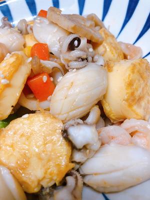 『年夜饭』三鲜日本豆腐【年夜饭】海鲜烩鸡蛋豆腐的做法 步骤15