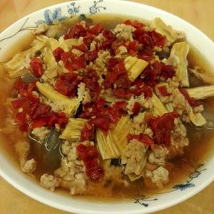 杜坎减肥特色菜 剁椒魔芋腐竹蒸肉的做法 步骤1