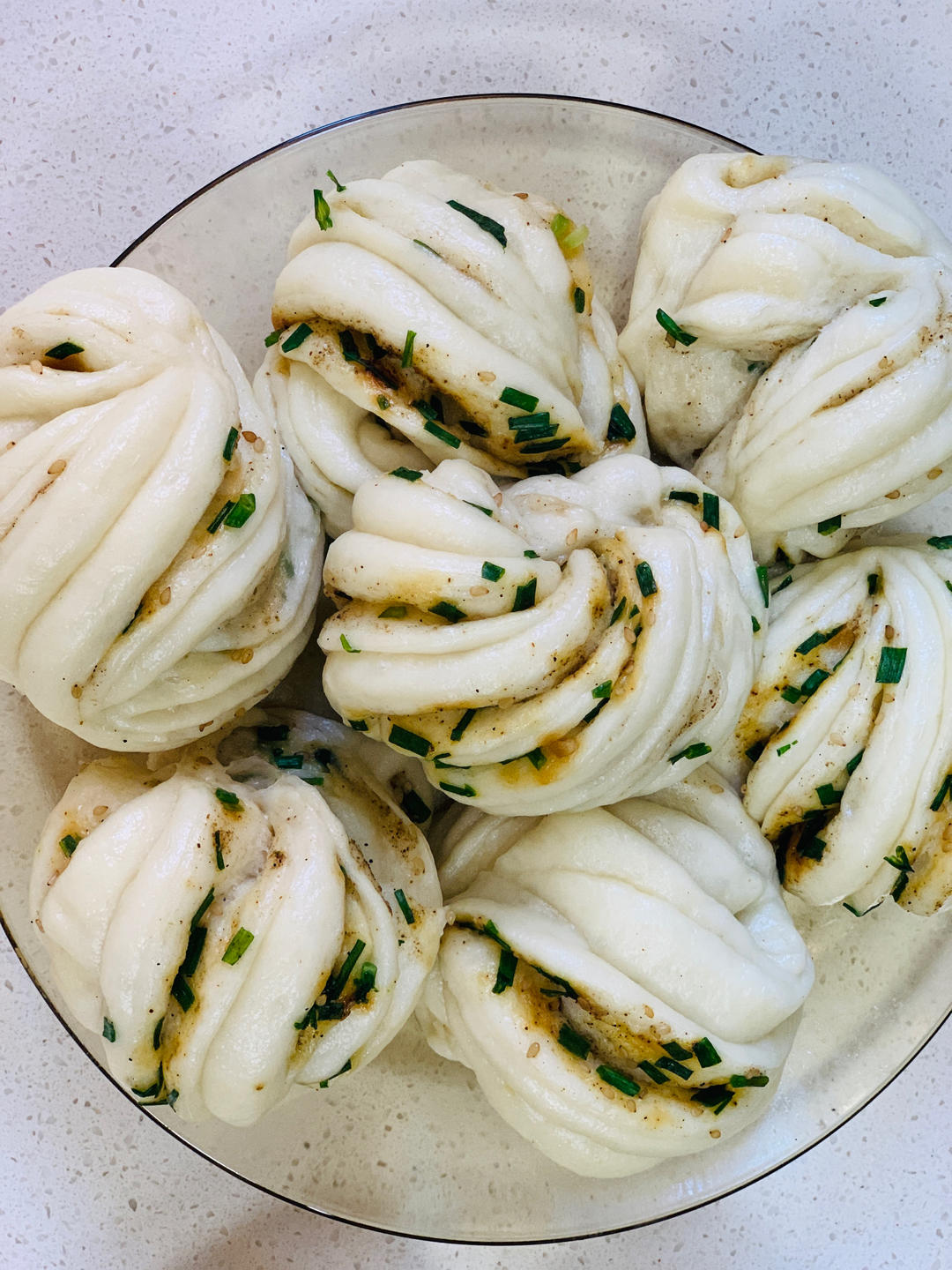 葱油花卷，一根筷子卷出漂亮的造型