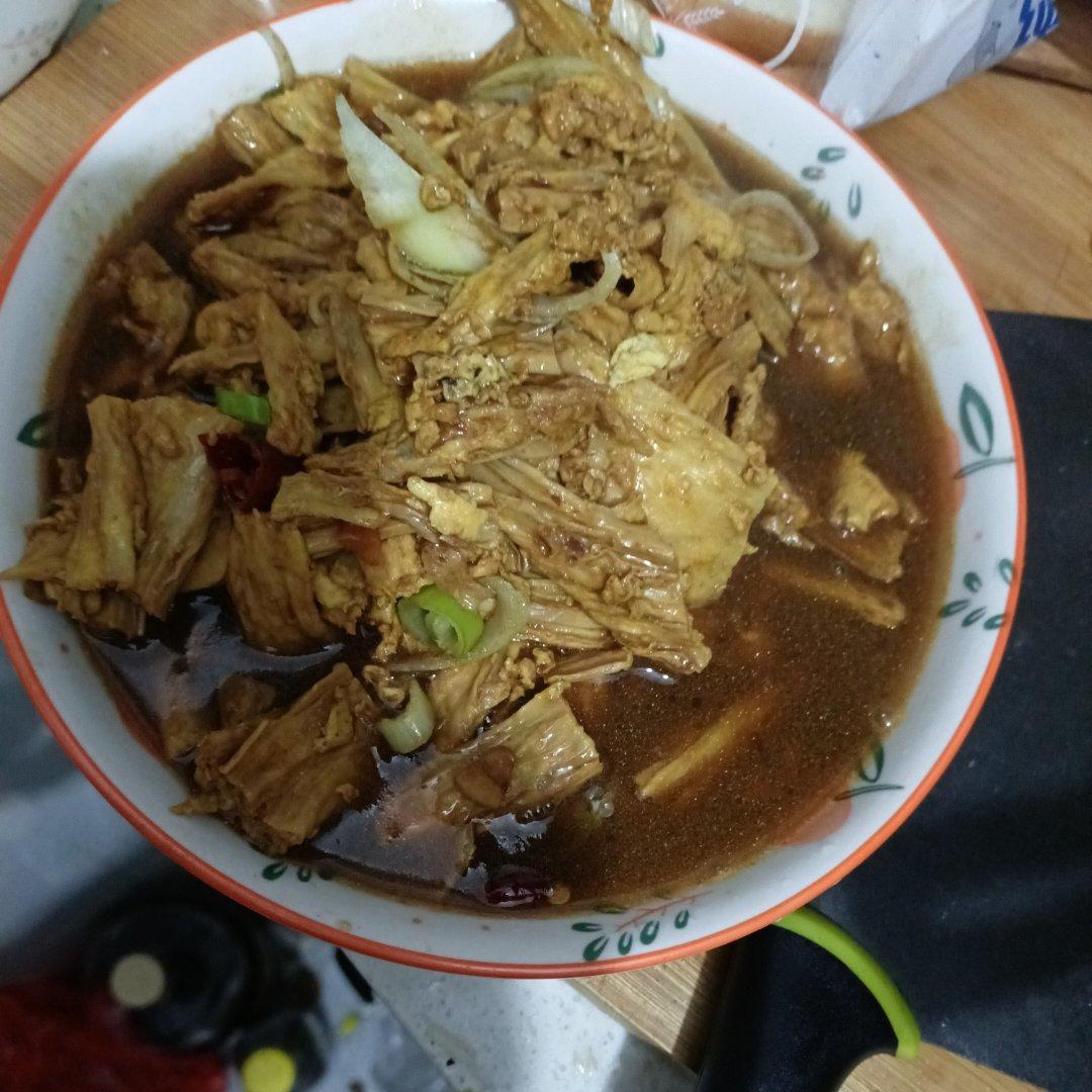 焖炒腐竹煎蛋