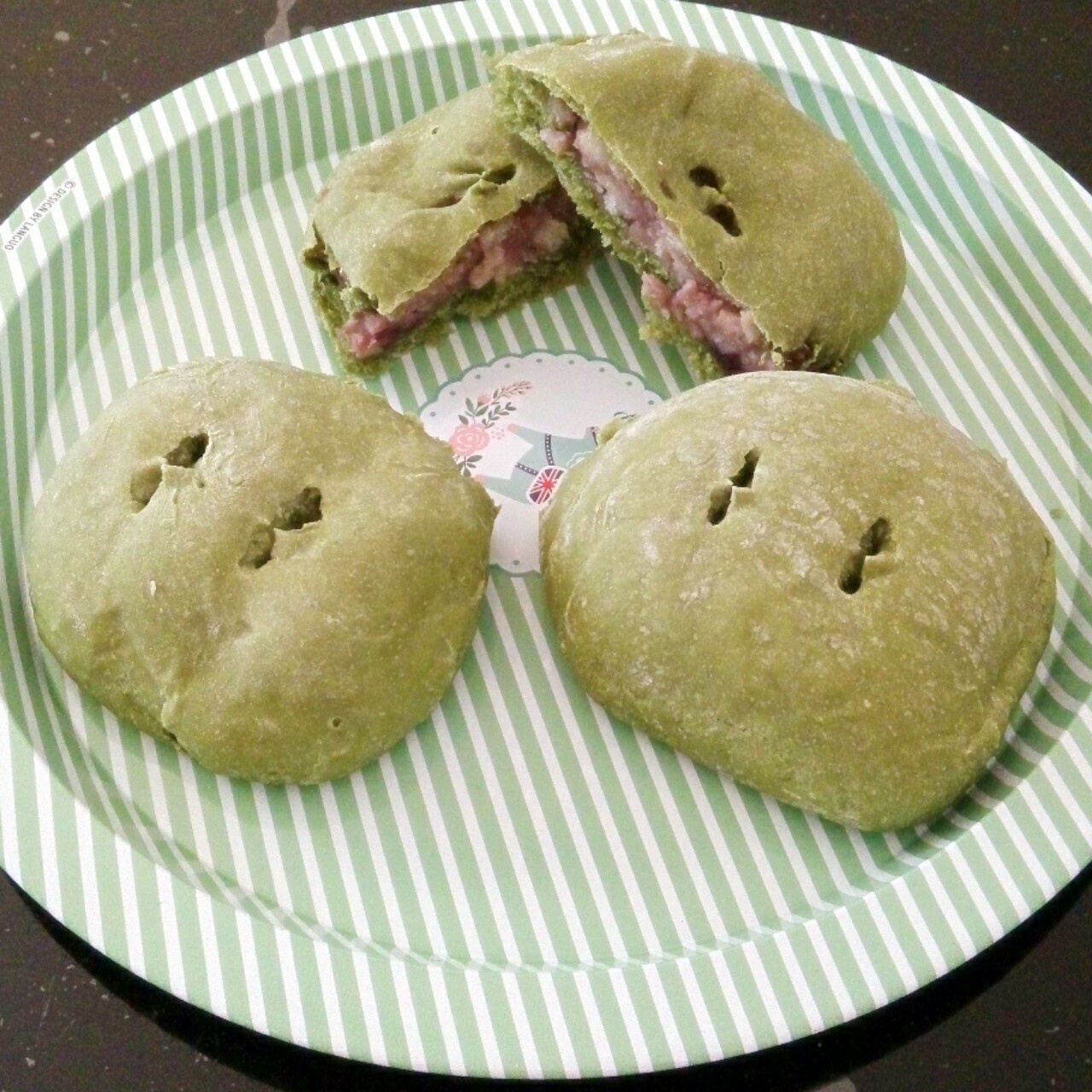 抹茶豆沙小面包（无油脂）
