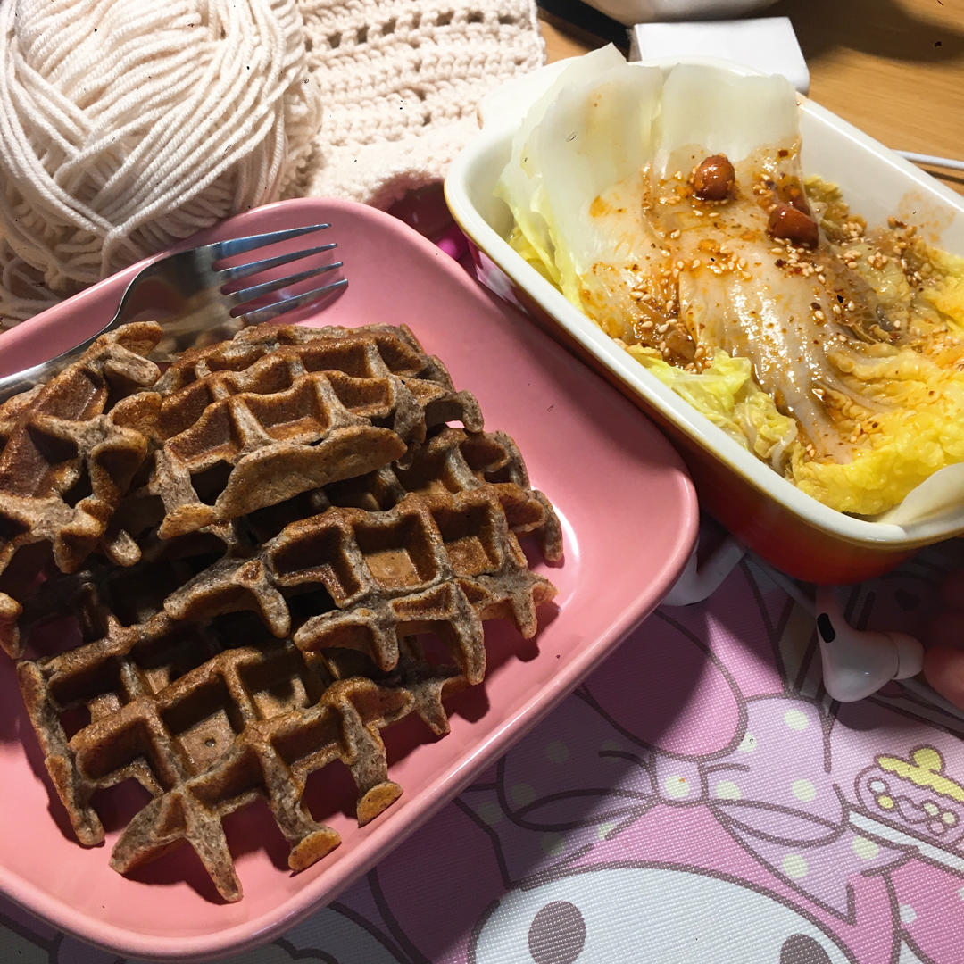 酵母版无油香葱芝麻全麦华夫【健康主食】——废弃天然酵母利用