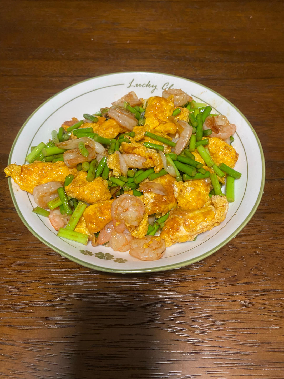 蒜苔鸡蛋炒虾仁