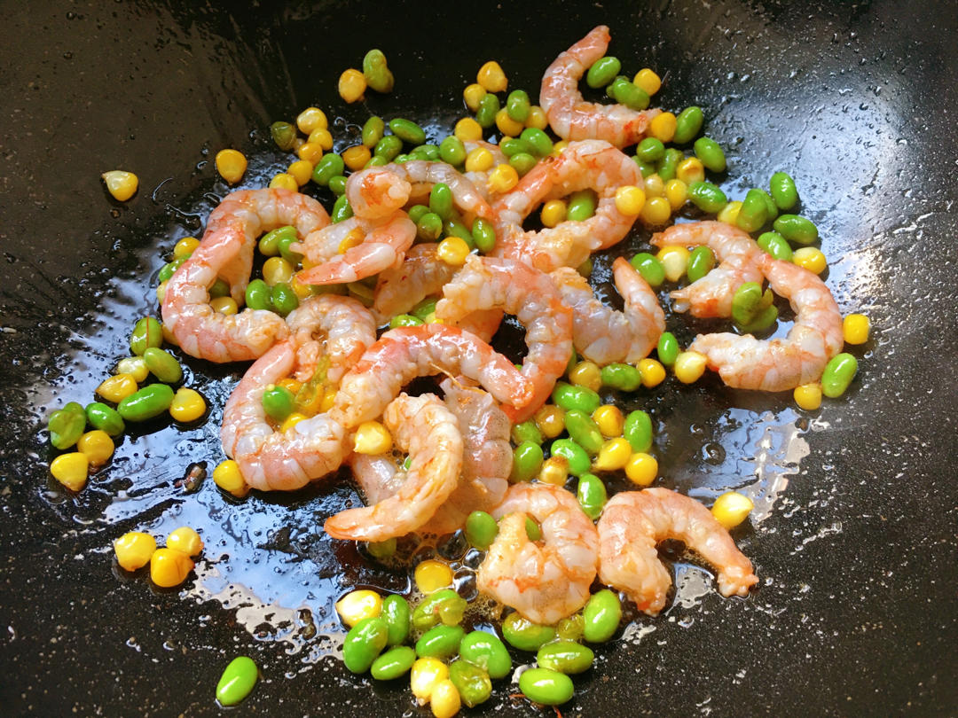 青豆玉米炒虾仁