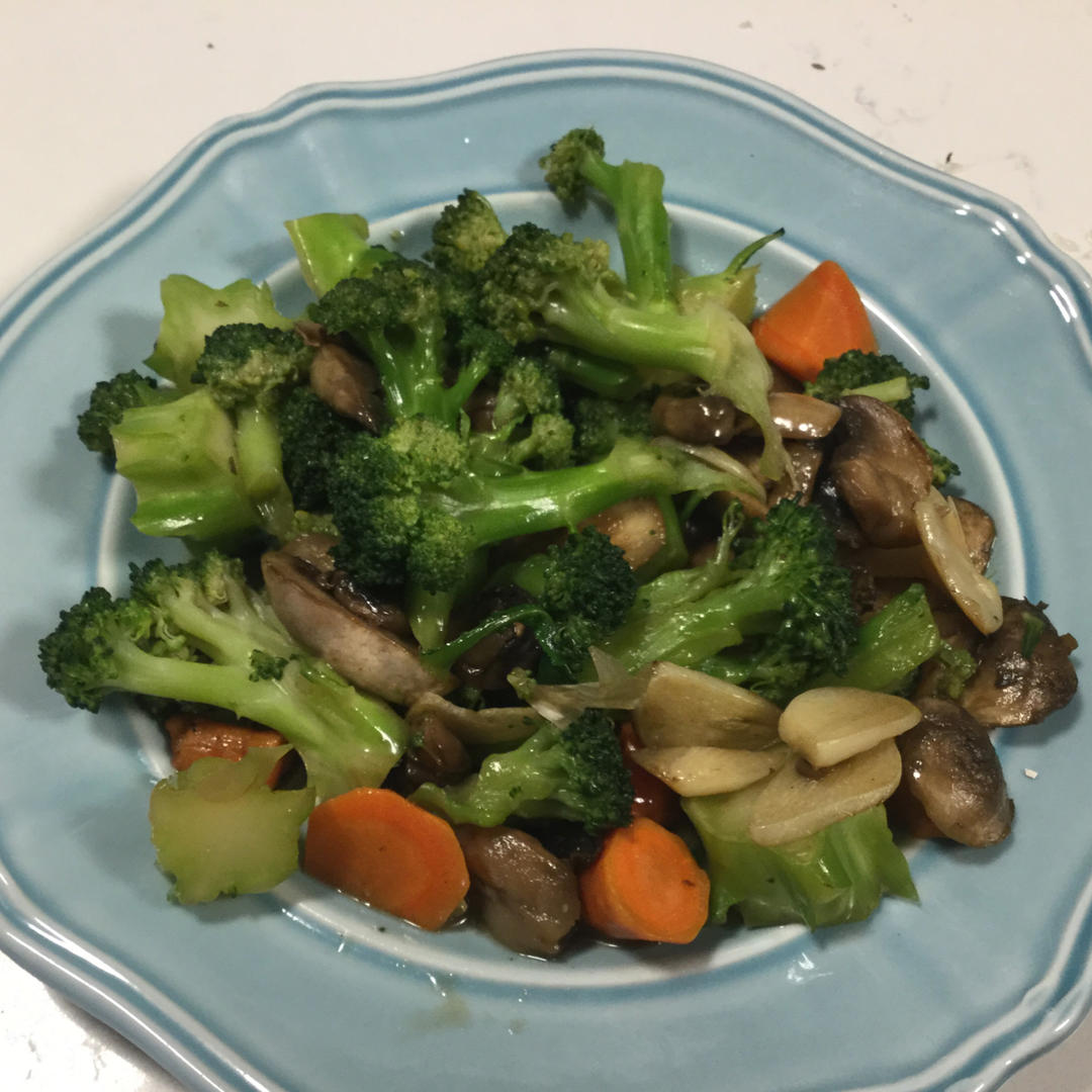 健康低脂家常菜—西兰花炒口蘑