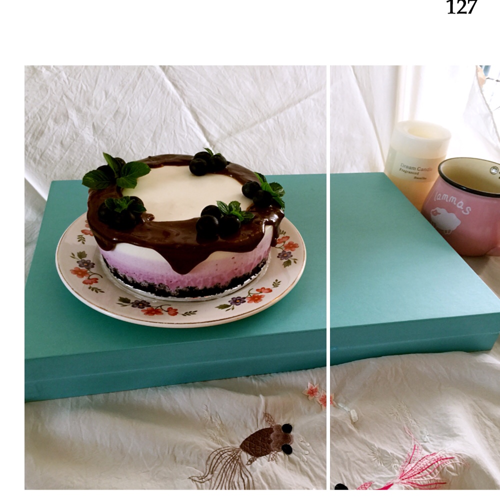 渐变蓝莓冻芝士蛋糕（免烤）