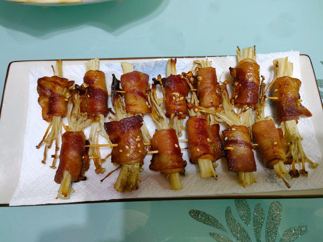 烤箱版-培根金针菇卷