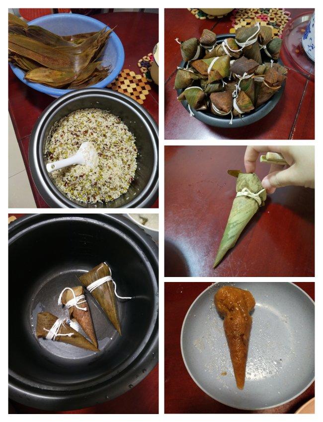 【视频菜谱】两种口味的粽子 三角原味碱水粽+四角粽蛋黄五花肉粽