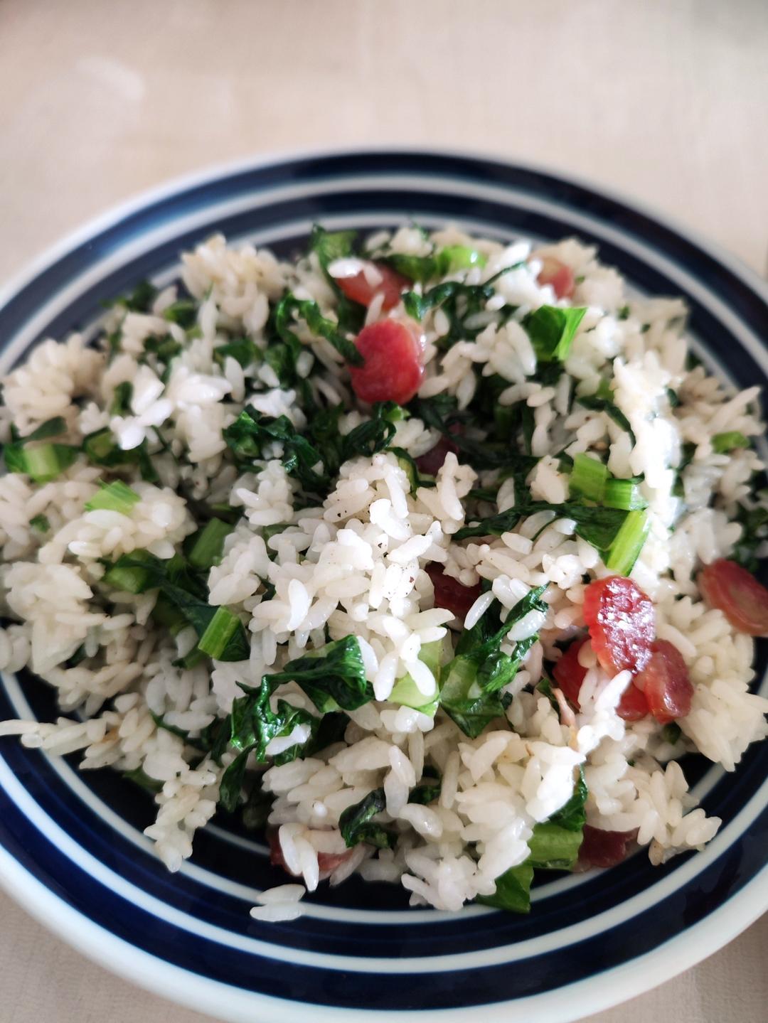 简单的美味的莴笋叶菜饭