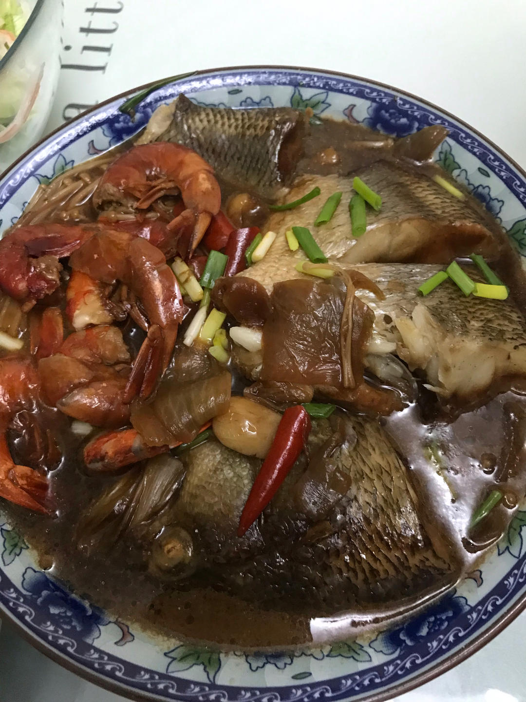 鲜虾鲈鱼煲(鲜掉眉毛)
