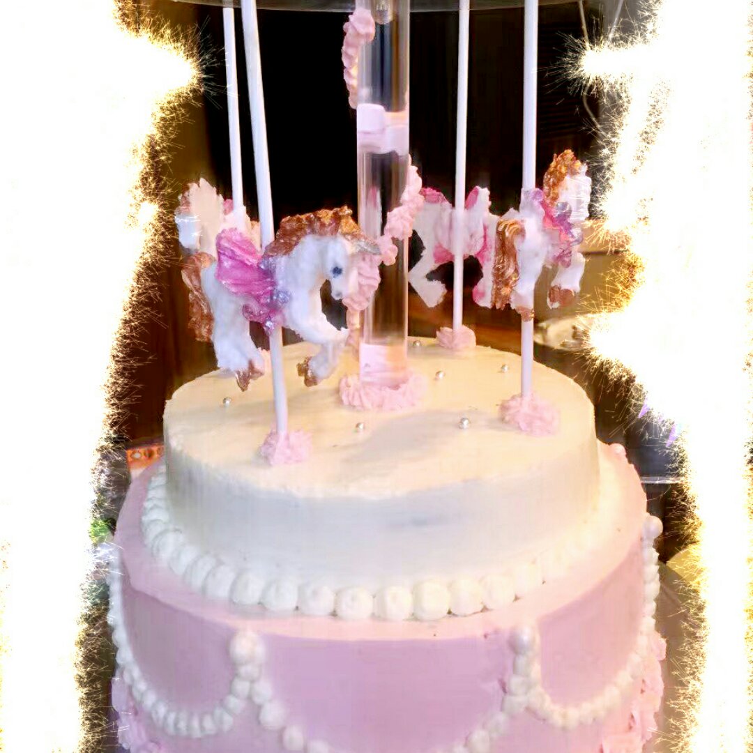 快手旋转木马 淡奶油蛋糕 水晶球系列 非翻糖