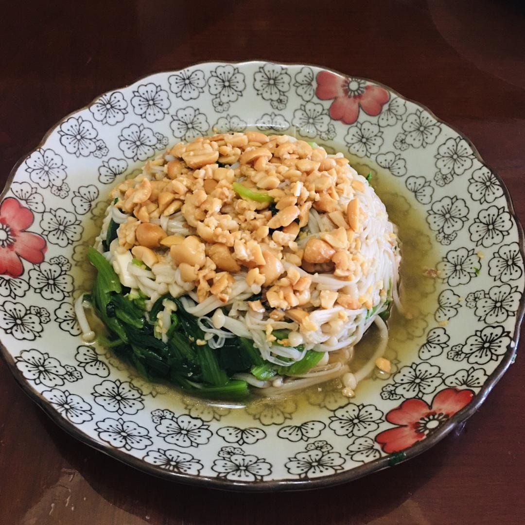 凉拌菠菜金针菇