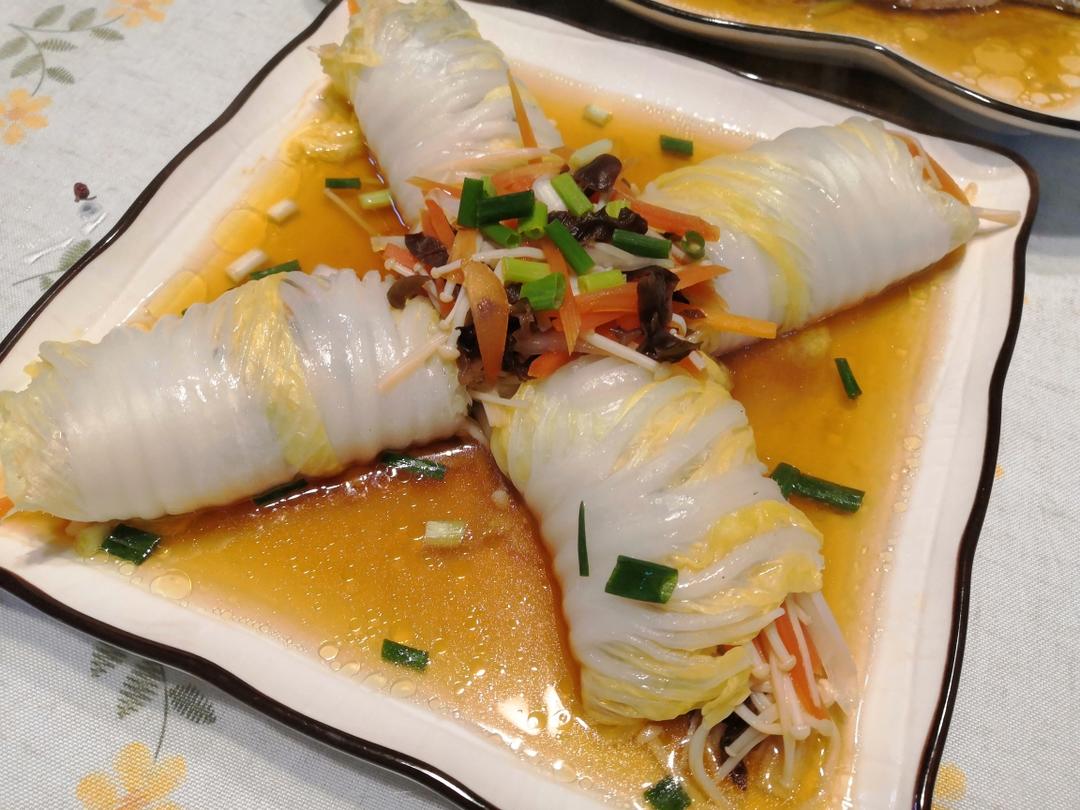 超美味高颜值快手白菜卷（福袋）（纯素）的做法