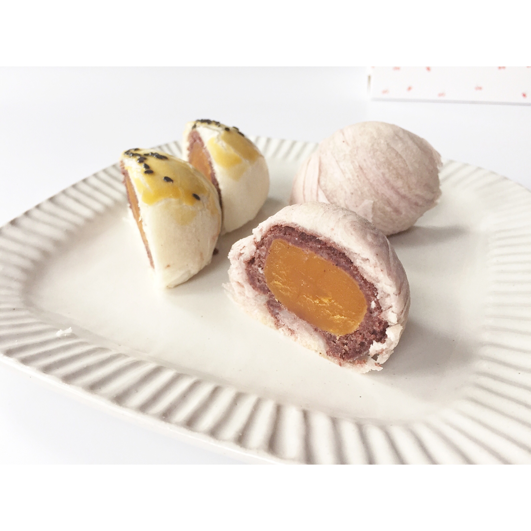 蛋黄酥~紫薯、抹茶、原味~花好月圆，中秋快乐~内附一次做六色蛋黄酥方法~