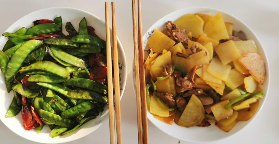 超脆爽的荷兰豆炒香肠