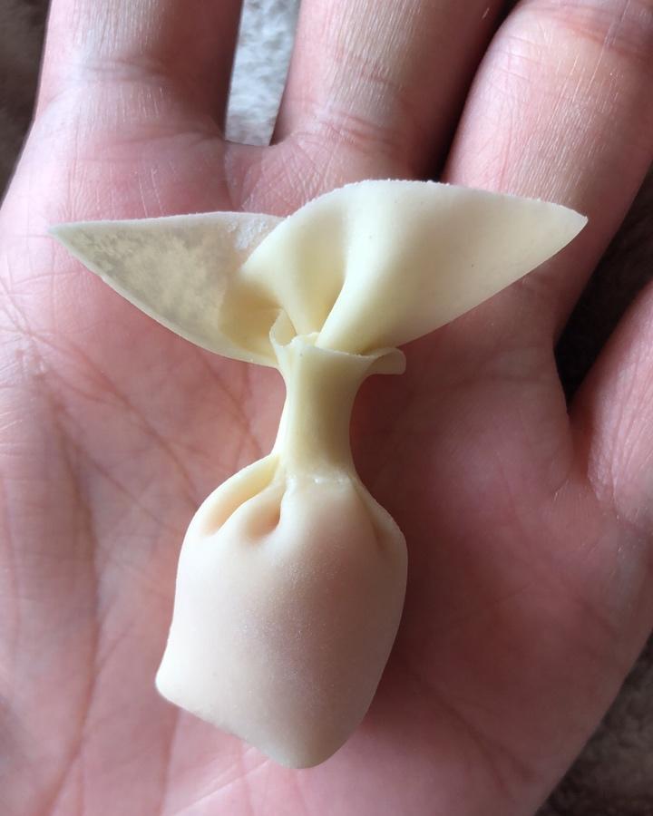 金鱼小馄饨包法