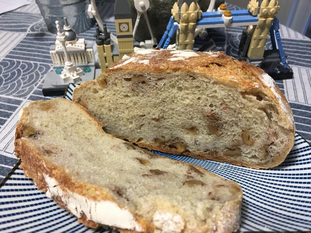 核桃燕麦欧包pain de campagne（免揉）的做法