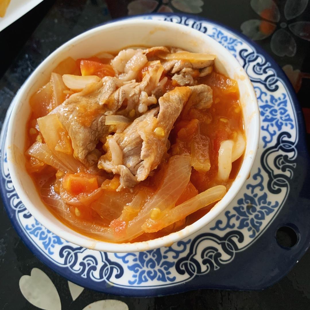 番茄肥牛乌冬面（仿丸龟制面版本）