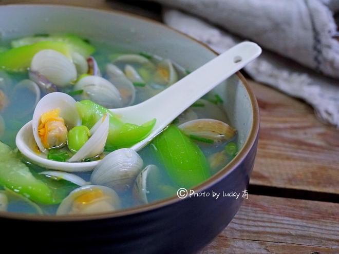 丝瓜毛豆蛤蜊汤（无油版）的做法