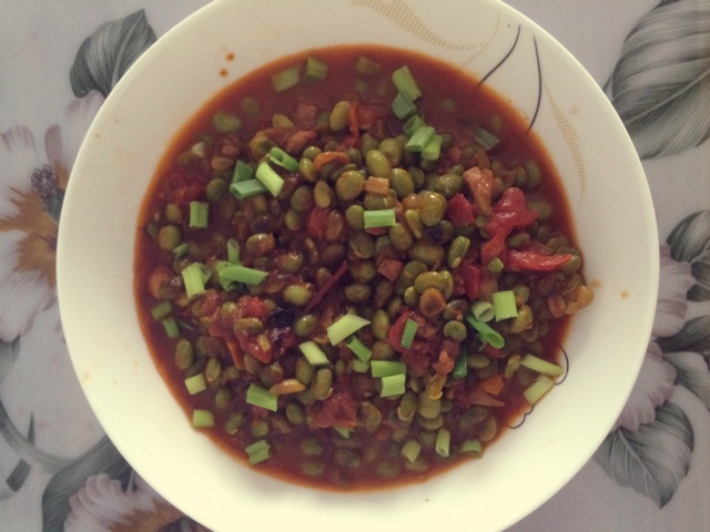 肉末番茄烧毛豆