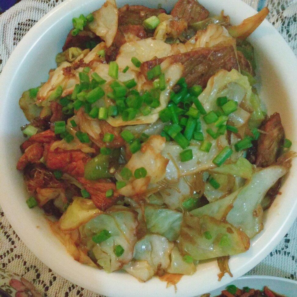 包菜粉丝炒鸡蛋