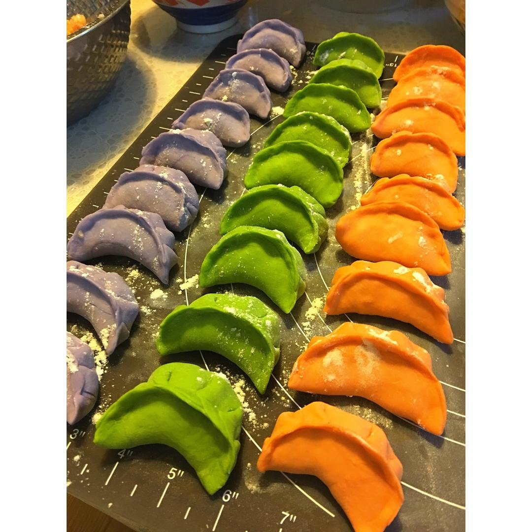 米小米10做的七彩饺子彩色饺子