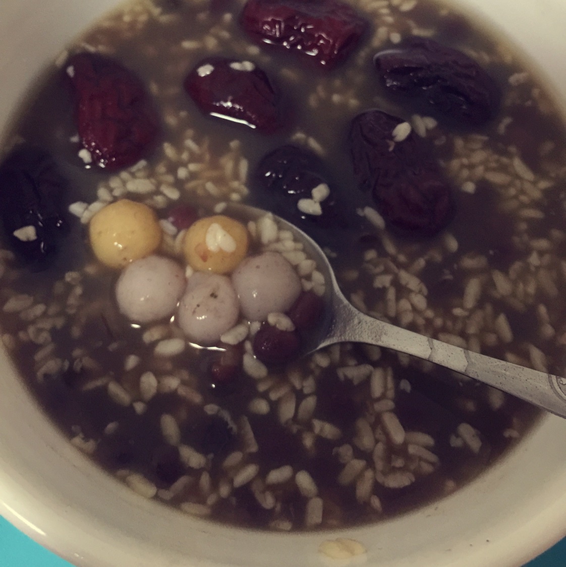 红豆黑米酒酿粥