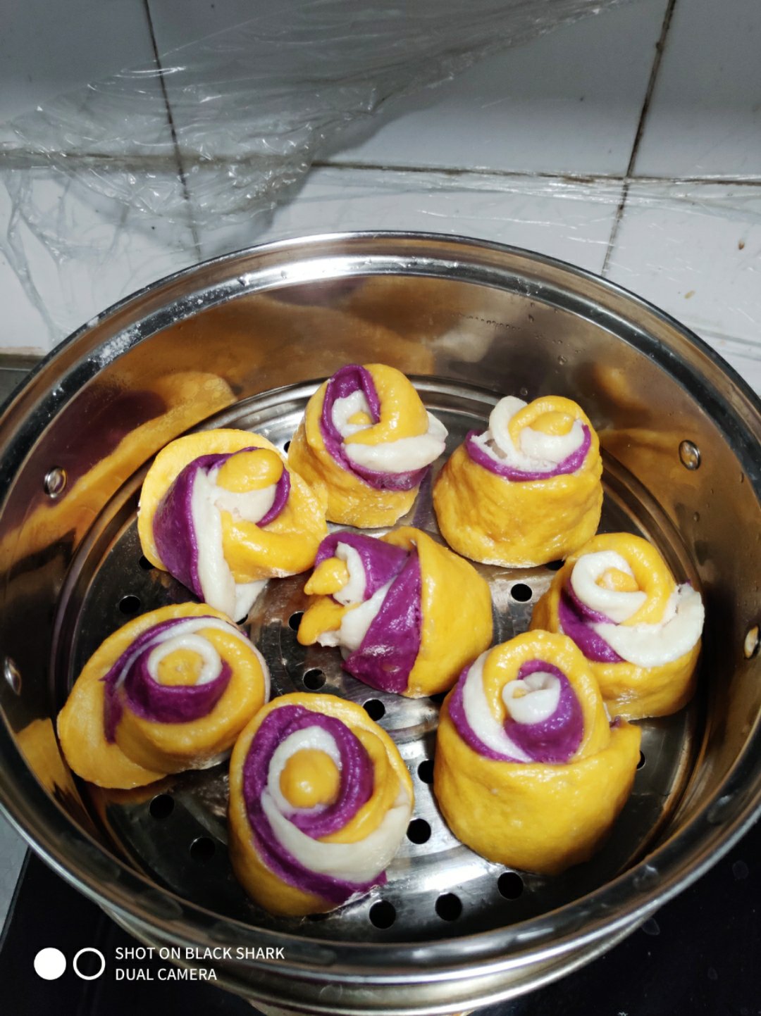 三色紫薯玫瑰花馒头