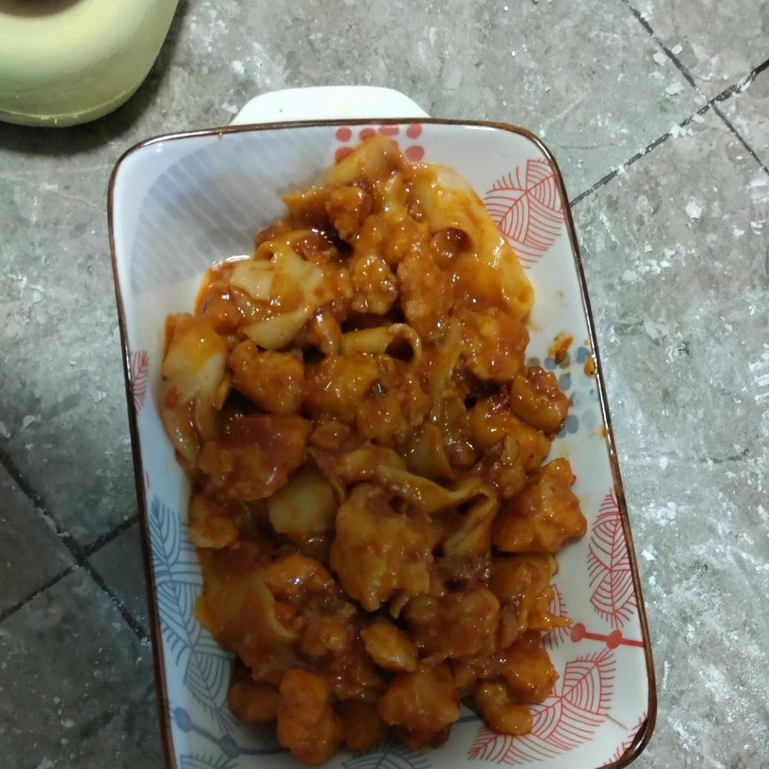 宝宝爱吃—番茄虾滑盖饭