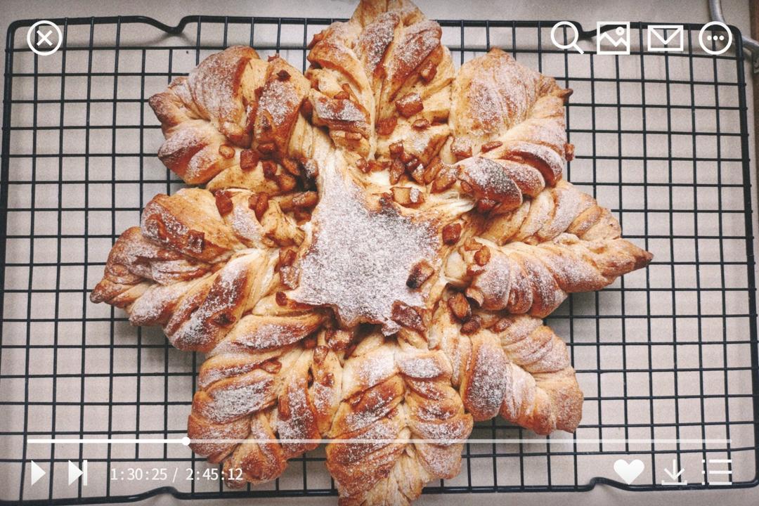 一次发酵就非常好吃的肉桂红糖苹果馅雪花面包