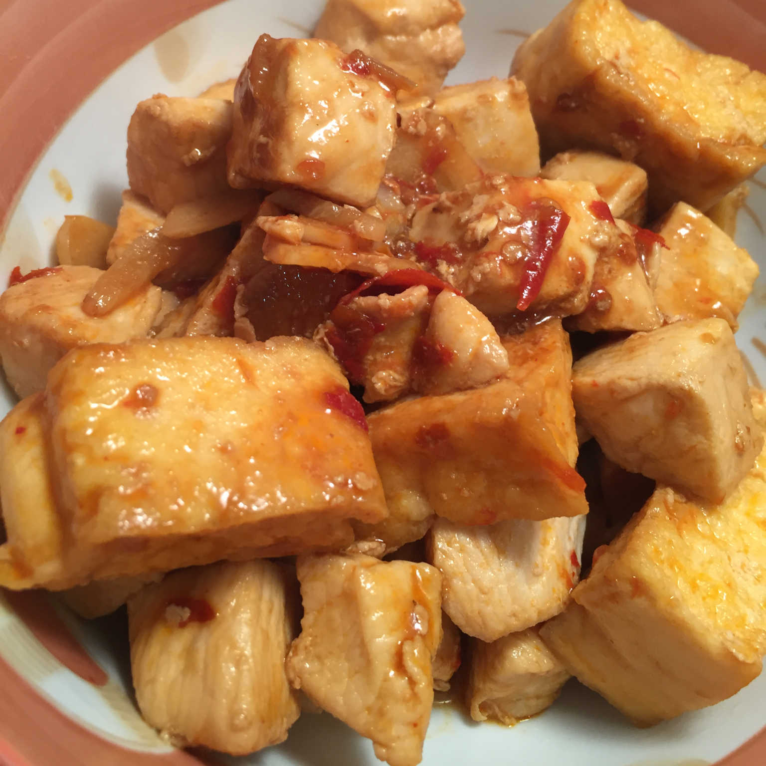 居家下饭菜--鸡丁烧豆腐