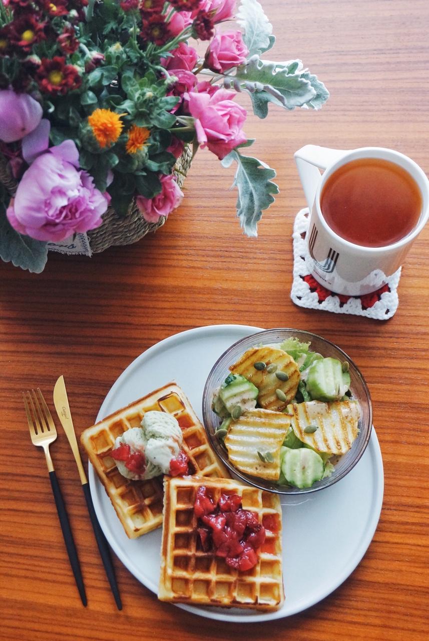 酸奶糯米华夫饼