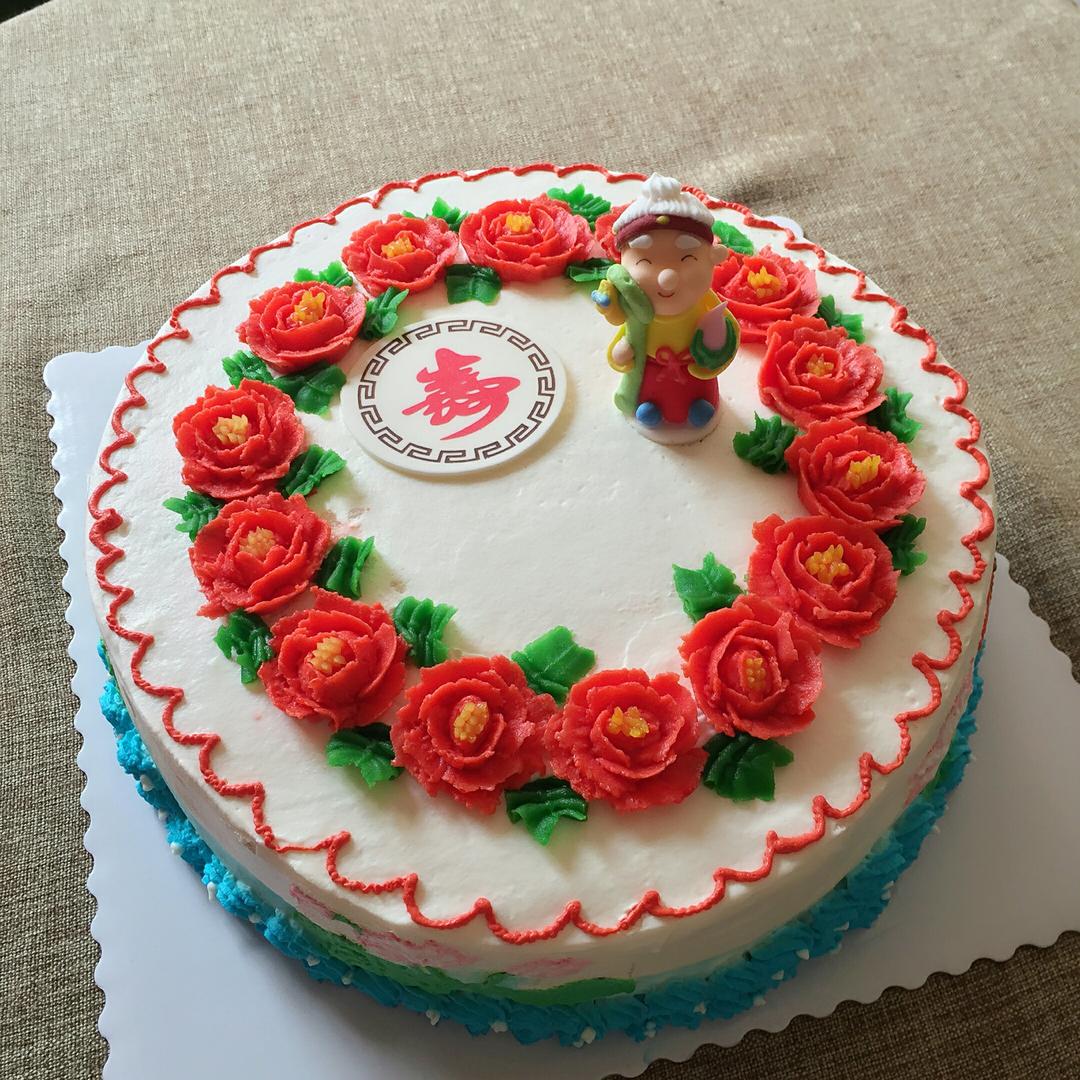 猴子爱mango做的喜庆的中国风贺寿蛋糕
