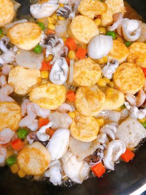 『年夜饭』三鲜日本豆腐【年夜饭】海鲜烩鸡蛋豆腐的做法 步骤12