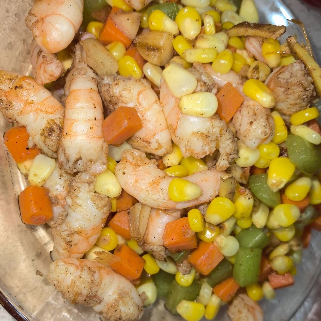 营养餐💯虾仁炒青豆玉米粒