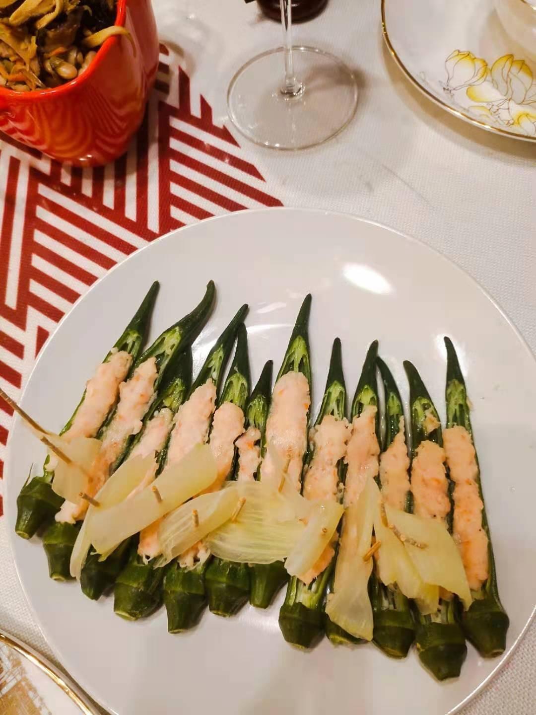 一帆风顺-秋葵酿虾仁